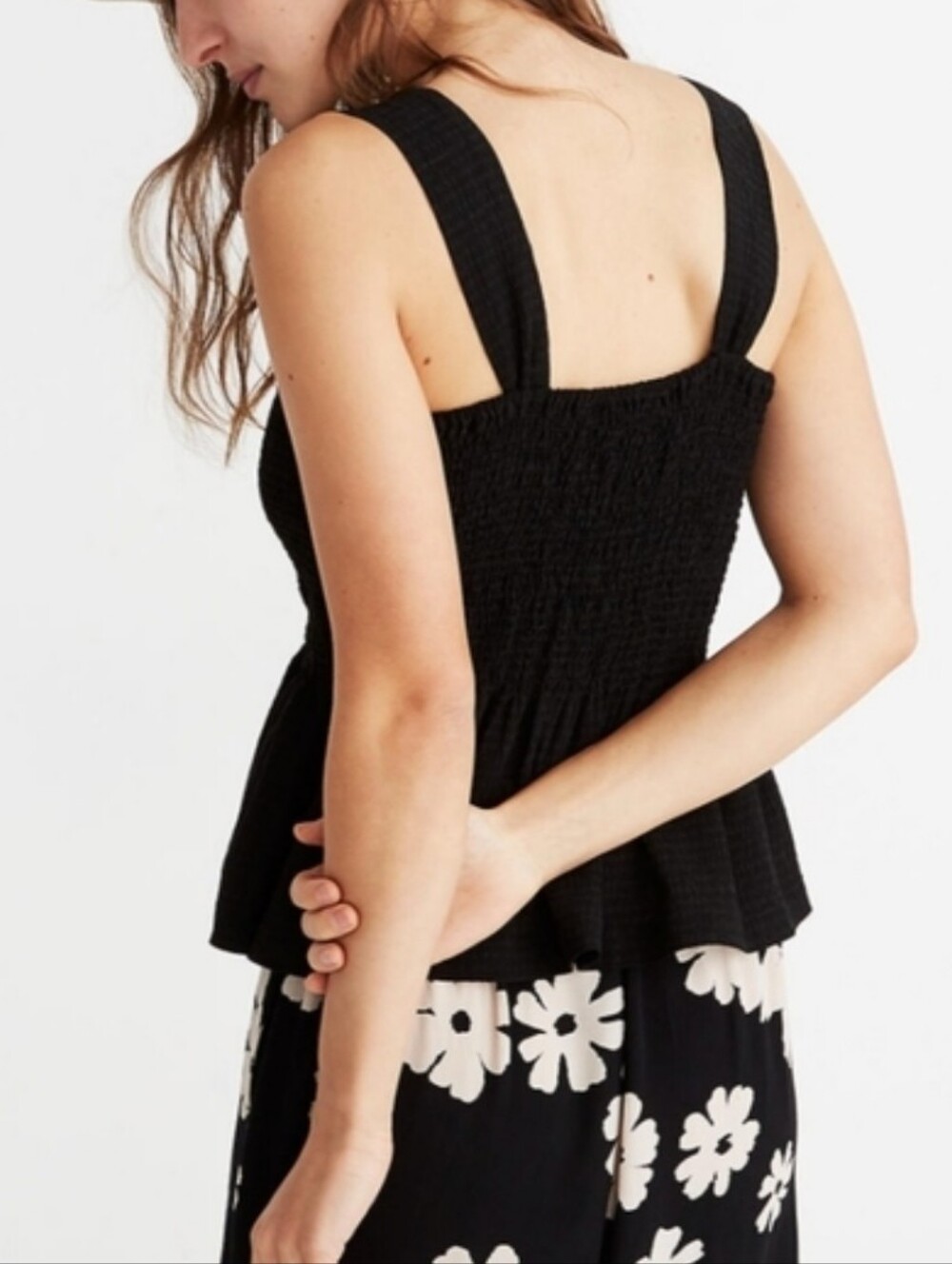 Madwell Texture & Thread NEW Medium Black Peplum Smockwd Tank Top - Picture 1 of 6